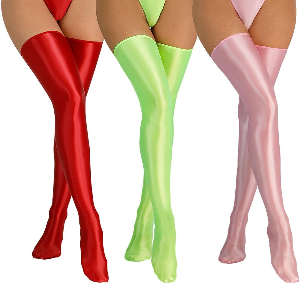 2427 Shiny High Stockings Oil Glossy Thigh Socks Opaque Over Knee Stockings
